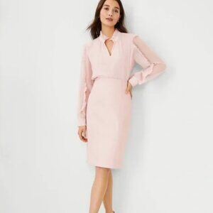Ann Taylor High Waist Pencil Skirt in Stretch Cotton (Opal Pink)